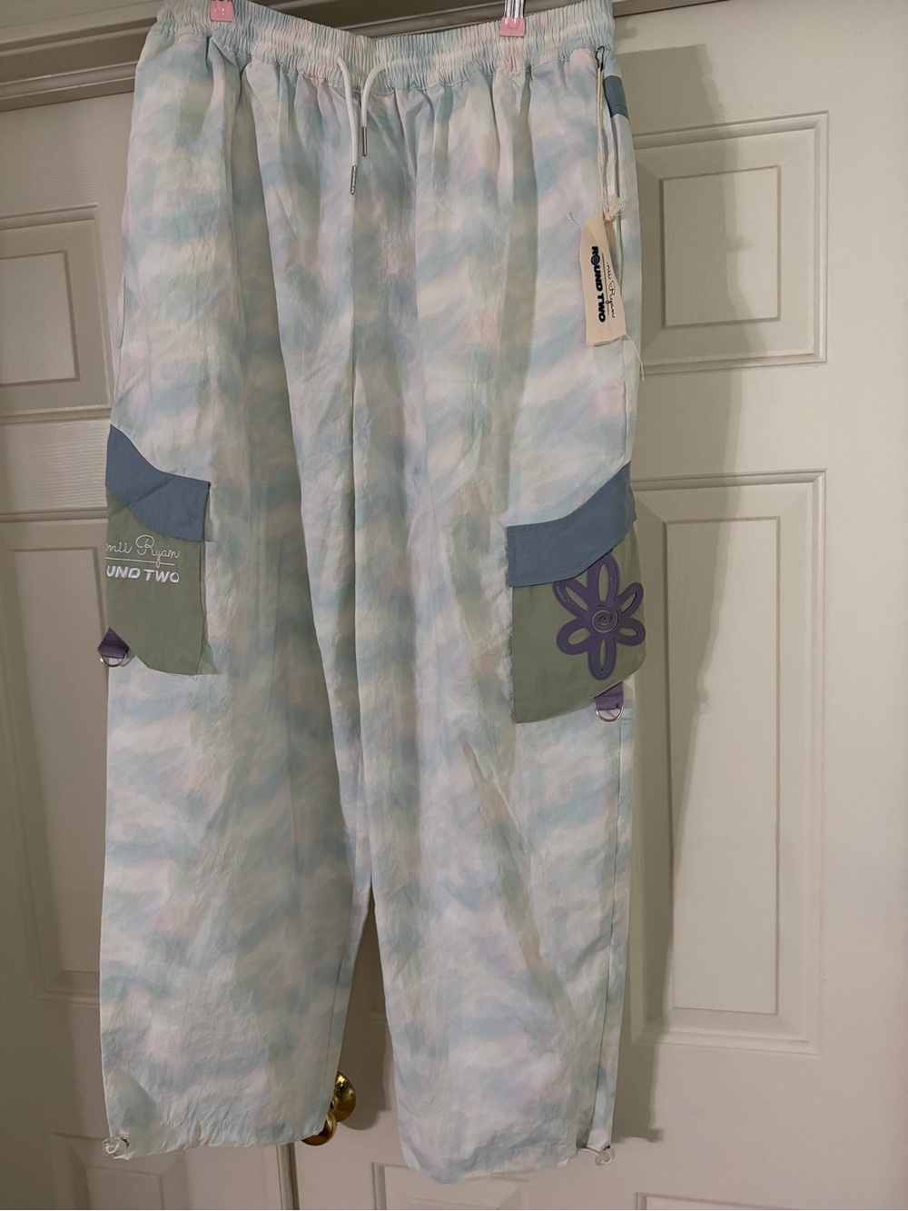 Samii Ryan Parachute Pants with side pockets. with Purple Flower